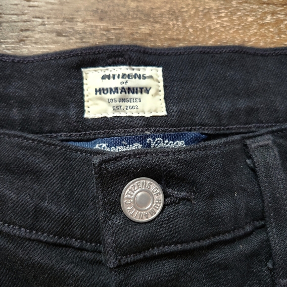 CITIZENS OF HUMANITY OLIVIA PETITE HIGH RISE SLIM ANKLE BLACK BUTTON FLY JEANS - Picture 10 of 14